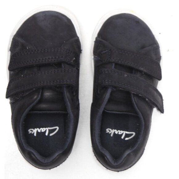 Clarks Toddlers City Oasis Leather Kids Sneakers Rubber Sole Navy Blue Velcro - Picture 5 of 7